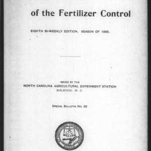 Fertilizer Analyses for 1895, Eighth Edition (Agriculture Experiment Station Special Bulletin No. 30)