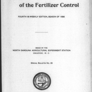 Fertilizer Analyses for 1896, Fourth Edition (Agriculture Experiment Station Special Bulletin No. 35)