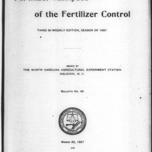 Fertilizer Analyses for 1897, Third Edition (Agriculture Experiment Station Special Bulletin No. 42)