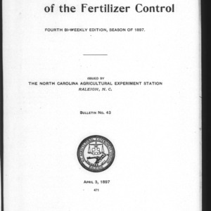 Fertilizer Analyses for 1897, Fourth Edition (Agriculture Experiment Station Special Bulletin No. 43)