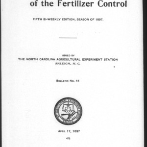 Fertilizer Analyses for 1897, Fifth Edition (Agriculture Experiment Station Special Bulletin No. 44)