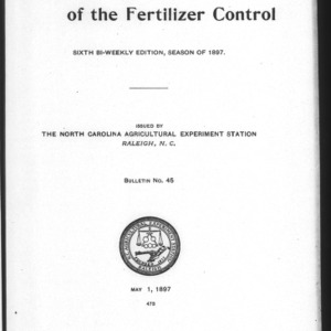 Fertilizer Analyses for 1897, Sixth Edition (Agriculture Experiment Station Special Bulletin No. 45)
