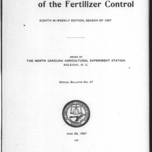 Fertilizer Analyses for 1897, Eighth Edition (Agriculture Experiment Station Special Bulletin No. 47)
