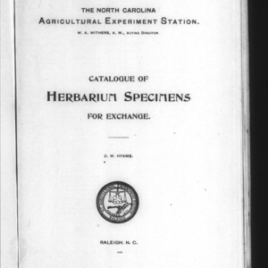 Catalogue of Herbarium Specimens for Exchange (Agriculture Experiment Station Special Bulletin No. 51)
