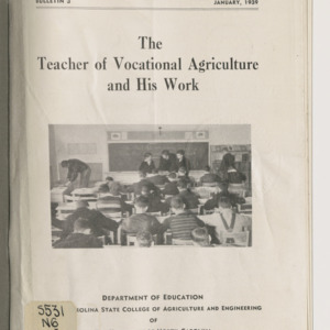 The Teacher of Vocational Agriculture and His Work (Bulletin 3), January, 1939