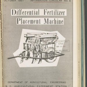 Differential Fertilizer Placement Machine, Information Circular. No. 6, Oct, 1951