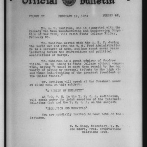Official bulletin, Vol 2 No 62 (1931-02-19)