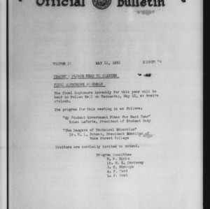 Official bulletin, Vol 2 No 74 (1931-05-11)