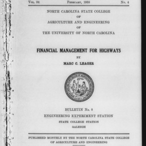 Financial Management for Highways (Engineering Experiment Station Bulletin No. 8)