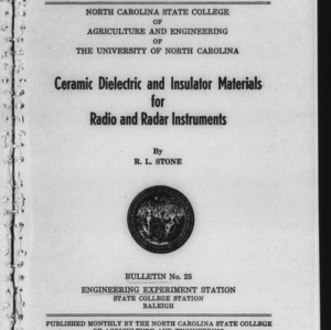 Ceramic Dielectric and Insulator Materials for Radio and Radar Instruments (Engineering Experiment Station Bulletin No. 25)