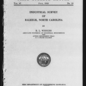 Industrial Survey of Raleigh, North Carolina (Engineering Research Bulletin No. 38)