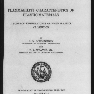 Flammability Characteristics of Plastic Materials (Engineering Research Bulletin No. 32)