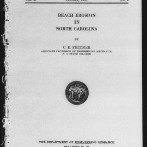 Beach Erosion in North Carolina (Engineering Research Bulletin No. 37)