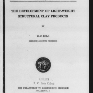 The Development of Light-Weight Structural Clay Products (Engineering Research Bulletin No. 40)