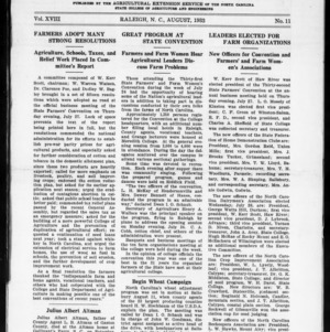 Extension Farm-News Vol. 18 No. 11, August 1933