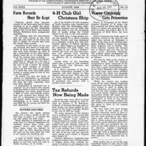 Extension Farm-News Vol. 29 No. 12, August 1944