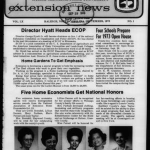 Extension News Vol. 60 No. 1, September 1973