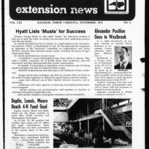 Extension News Vol. 61 No. 3, November 1974