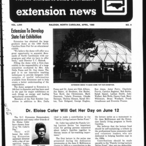 Extension News Vol. 66 No. 8, April 1980