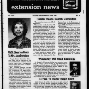 Extension News Vol. 67 No. 10, June 1981