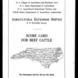 Score Card for Beef Cattle (Extension Circular No. 26)