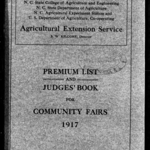 Premium List and Judges Book for Community Fairs, 1917 (Extension Circular No. 44)
