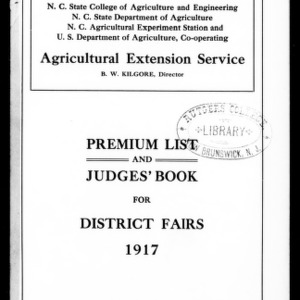 Premium List and Judges Book for District Fairs, 1917 (Extension Circular No. 45)