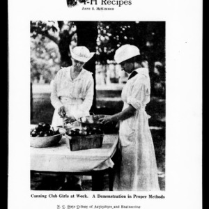 The Canning of Fruits and Vegetables By 4-H Recipes (Extension Circular No. 76)