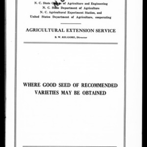 Where Good Seed of Recommended Varieties May Be Obtained (Extension Circular No. 83)