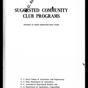 Suggested Community Club Programs (Extension Circular No. 86)