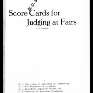 Score Cards for Judging at Fairs (Extension Circular No. 92)