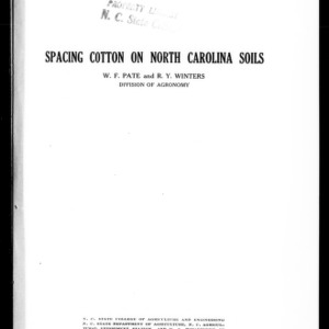Spacing Cotton on North Carolina Soils (Extension Circular No. 112)