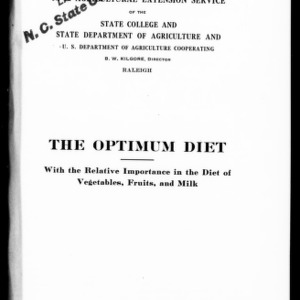 The Optimum Diet - With the Relative Importance in the Diet of Vegetables, Fruits, and Milk (Extension Circular No. 125)