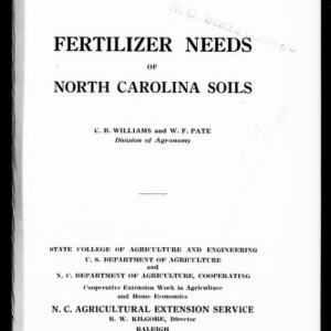Fertilizer Needs of North Carolina Soils (Extension Circular No. 141)