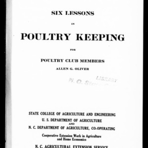 Six Lessons in Poultry Keeping for Poultry Club Members (Extension Circular No. 142)