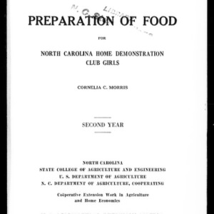 Preparation of Food, Second Year (Extension Circular No. 148)