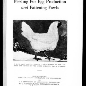 Feeding for Egg Production and Fattening Fowls (Extension Circular No. 158)