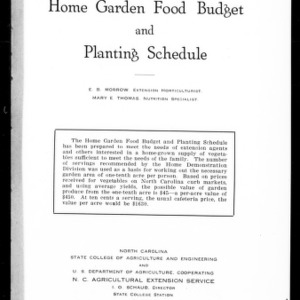 Home Garden Food Budget and Planting Schedule (Extension Circular No. 167)
