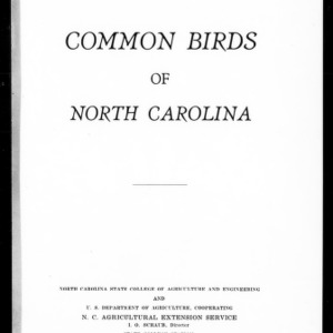 Common Birds of North Carolina (Extension Circular No. 170)