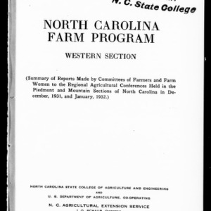 North Carolina Farm Program - Western Section (Extension Circular No. 191)