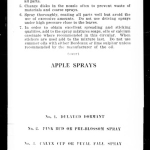 Spray Calendar for Apples (Extension Circular No. 192)