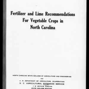 Fertilizer and Lime Recommendations for Vegetable Crops in North Carolina (Extension Circular No. 199)