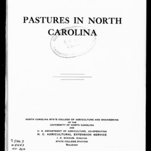 Pastures in North Carolina (Extension Circular No. 202, Revised)