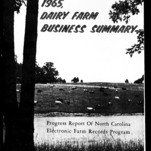 Dairy Farm Business Summary, 1965: Progress Report of North Carolina Electronic Farm Records Program (Circular No. 472)