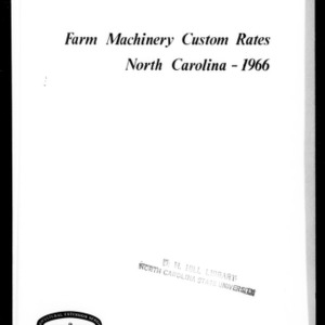 Farm Machinery Custom Rates North Carolina, 1966 (Circular No. 479)