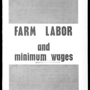Farm Labor and Minimum Wages (Circular No. 481)