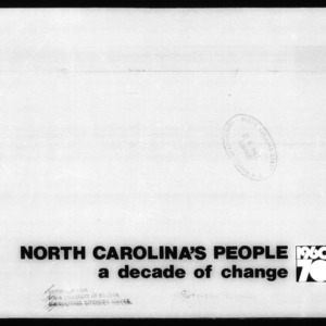 North Carolina's People: A Decade of Change, 1960-70 (Circular No. 575)