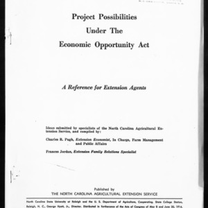 Extension Miscellaneous Publication No. 7: Project Possibilities Under the Economic Opportunity Act: A Reference for Extension Agents