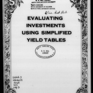 Extension Miscellaneous Publication No. 64: Evaluating Investments Using Simplified Yield Tables