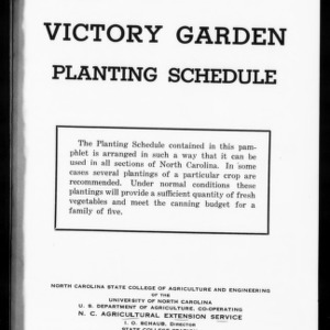 Extension Miscellaneous Pamphlet No. 60: Victory Garden: Planting Schedule